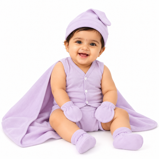 NATURE's 12 - GIFT SET (FRONT OPEN) - MUSA LILAC - UNISEX - 0-3 M | LITTLE NATURA