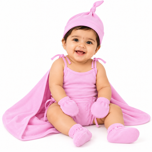 NATURE's 12 - GIFT SET (SHL. LACE) - LILY BABY PINK - UNISEX - 0-3 M | LITTLE NATURA