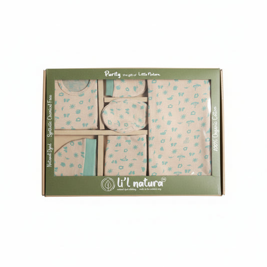 ORIGAMI - GIFT SET (SHL. BUTTON) - ORANGE + GREEN - UNISEX - 0-3 M | LITTLE NATURA