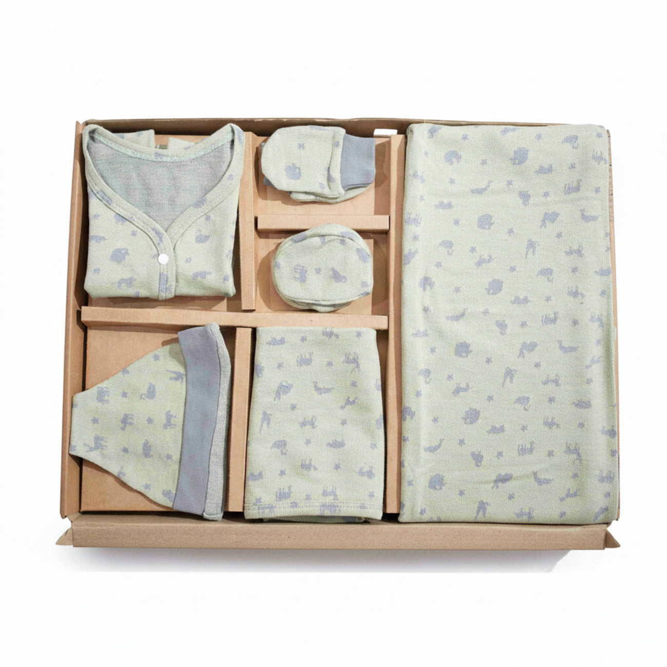 ORIGAMI - GIFT SET (FRONT OPEN) - GREEN + GREY - UNISEX - 0-3 M