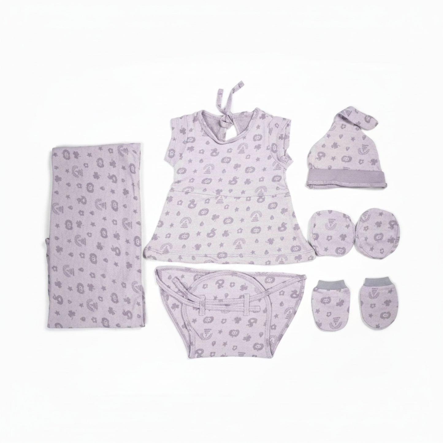 ORIGAMI - GIFT SET (BABY FROCK) - ORANGE + PURPLE - GIRL - 0-3 M | LITTLE NATURA