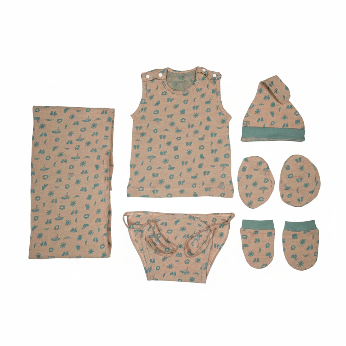 ORIGAMI - GIFT SET (SHL. BUTTON) - ORANGE + GREEN - UNISEX - 0-3 M | LITTLE NATURA
