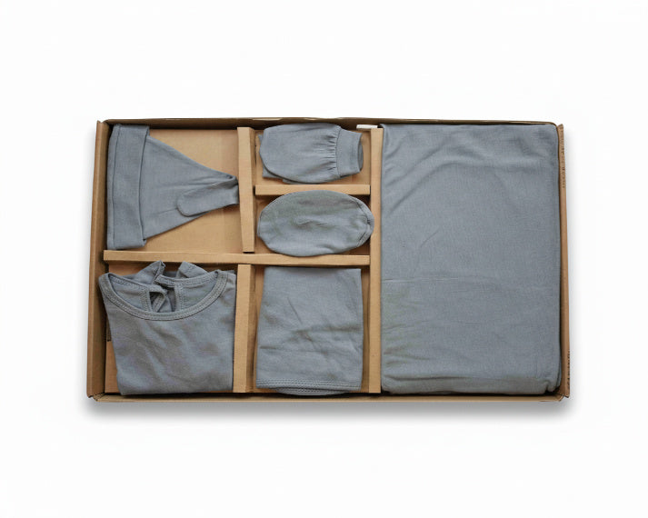 NATURE's 12 - GIFT SET (BABY FROCK) - CHARCOAL GREY - GIRL - 0-3 M | LITTLE NATURA