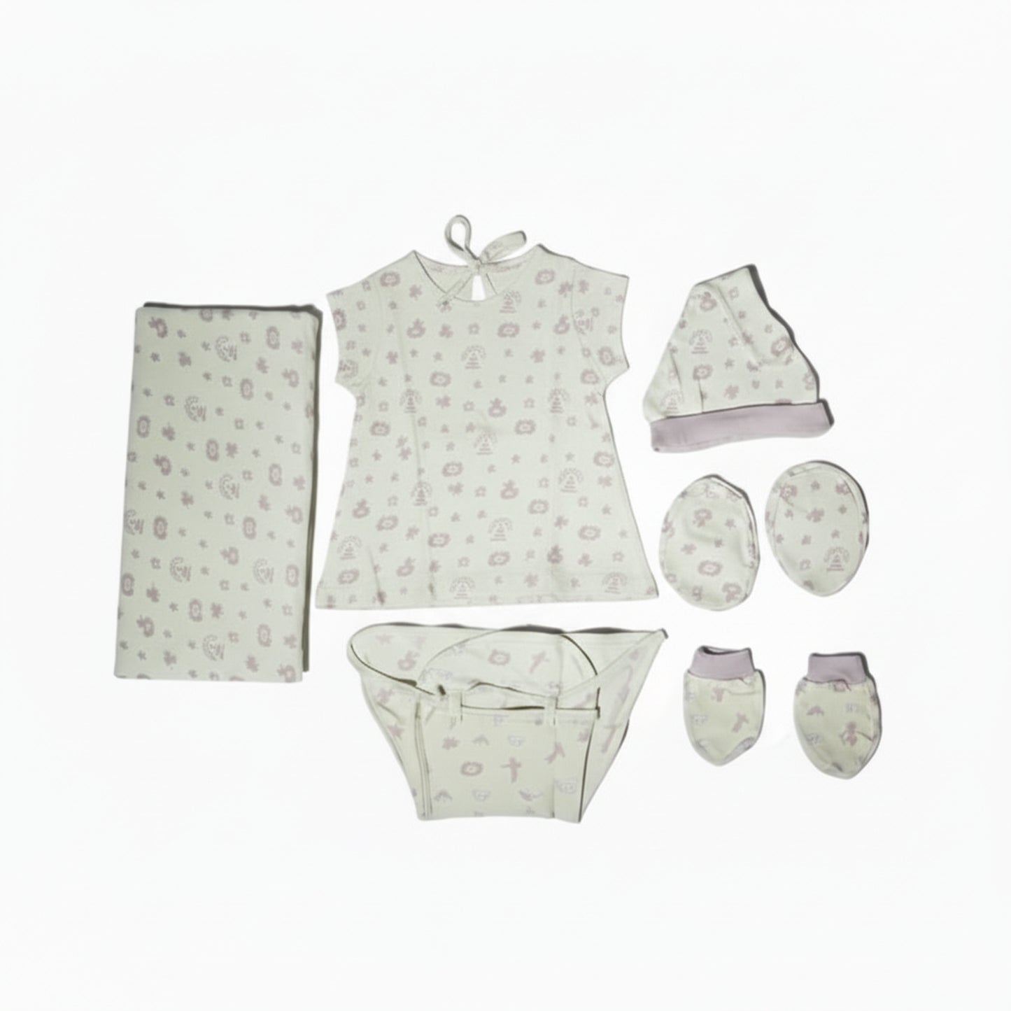 ORIGAMI - GIFT SET (BABY FROCK) - YELLOW + PURPLE - GIRL - 0-3 M | LITTLE NATURA