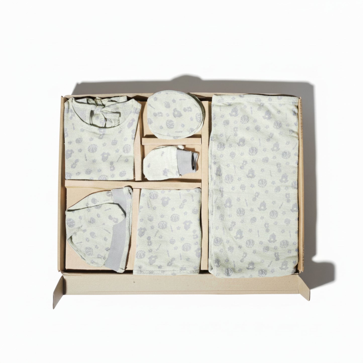 ORIGAMI - GIFT SET (BABY FROCK) - GREEN + GREY - GIRL - 0-3 M | LITTLE NATURA