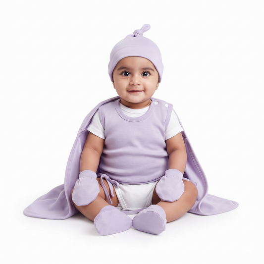 NATURE's 12 - GIFT SET (SHL. BUTTON) - MUSA PURPLE - UNISEX - 0-3 M | LITTLE NATURA