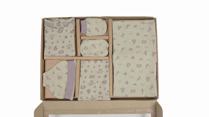 ORIGAMI - GIFT SET (BABY FROCK) - GREEN + PURPLE - GIRL - 0-3 M | LITTLE NATURA