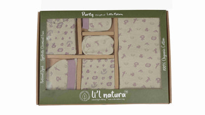ORIGAMI - GIFT SET (BABY FROCK) - GREEN + PURPLE - GIRL - 0-3 M | LITTLE NATURA