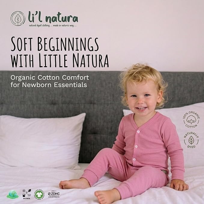 FLORA - BABY SET (SLEEVED) - LILY PINK - UNISEX - 0-3 M | LITTLE NATURA