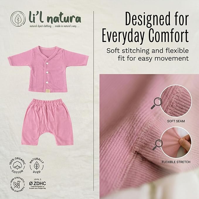 FLORA - BABY SET (SLEEVED) - TECOMA YELLOW - UNISEX - 0-3 M | LITTLE NATURA