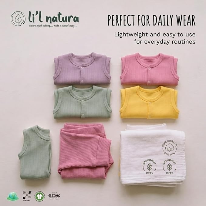 FLORA - BABY SET (SLEEVELESS) - TECOMA YELLOW - UNISEX - 0-3 M | LITTLE NATURA
