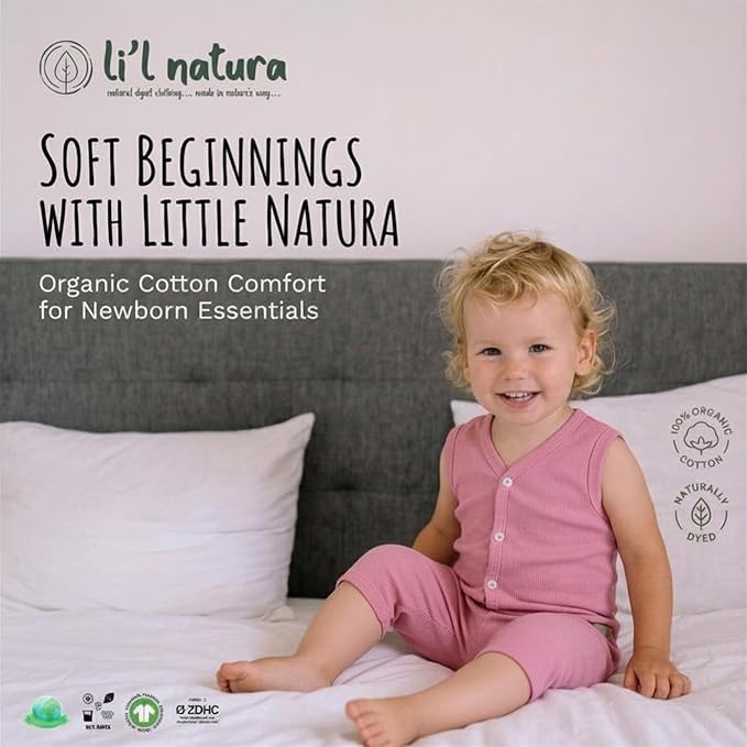 FLORA - BABY SET (SLEEVELESS) - TECOMA YELLOW - UNISEX - 0-3 M | LITTLE NATURA