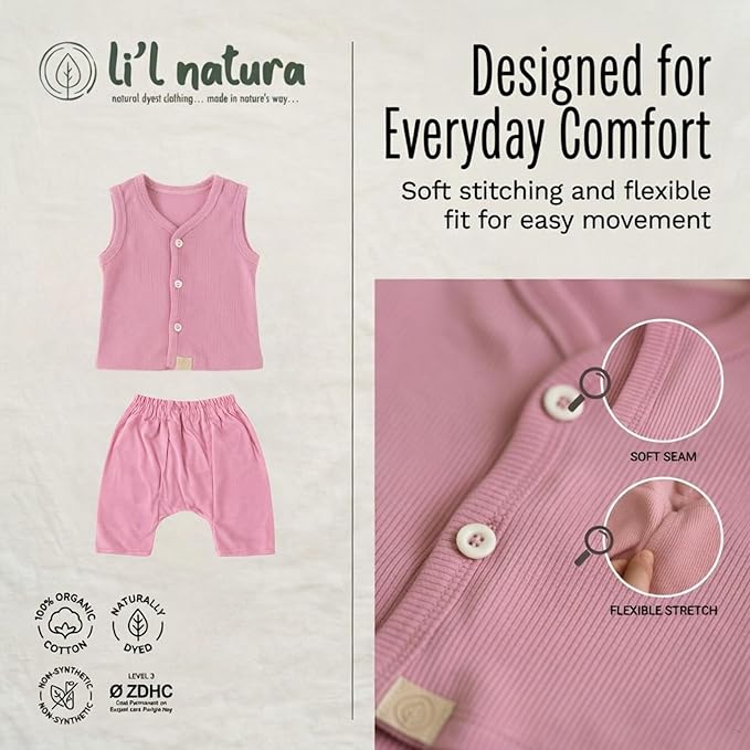 FLORA - BABY SET (SLEEVELESS) - TECOMA YELLOW - UNISEX - 0-3 M | LITTLE NATURA