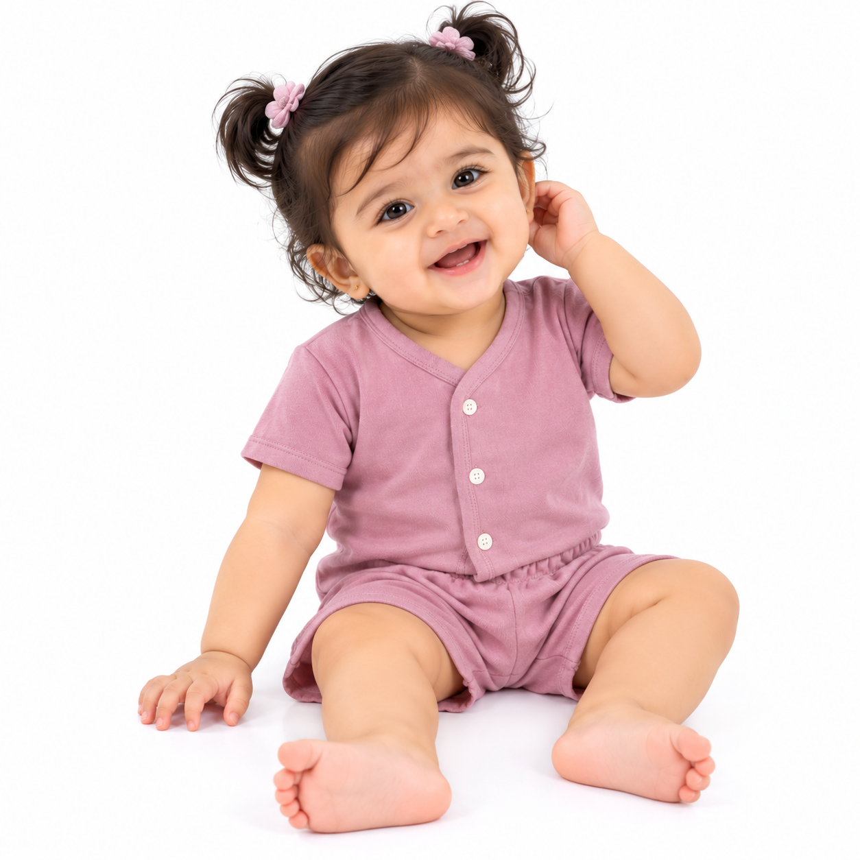 FLORA - BABY SET (SLEEVED) - LILY PINK - UNISEX - 0-3 M | LITTLE NATURA