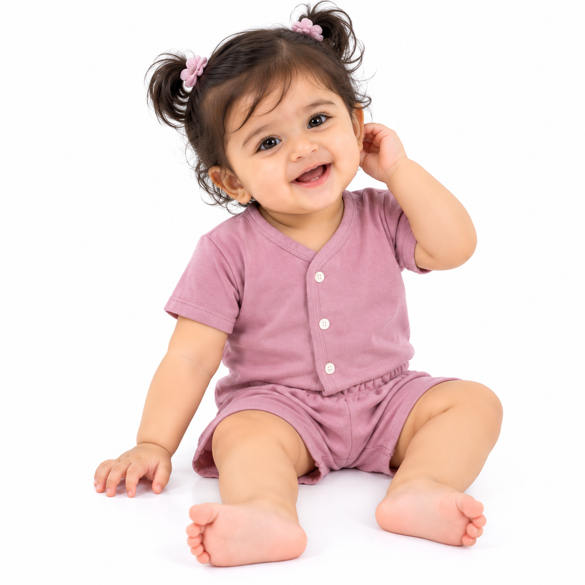 FLORA - BABY SET (SLEEVED) - LILY PINK - UNISEX - 0-3 M | LITTLE NATURA