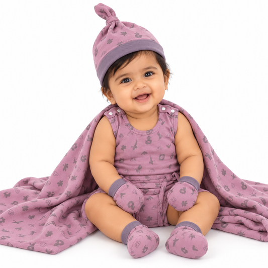 ORIGAMI - GIFT SET (SHL. BUTTON) - PINK + MAGENTA - UNISEX - 0-3 M | LITTLE NATURA