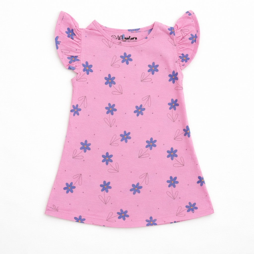 so'FRESCO - BABY FROCK - LPINK BASE + FLOWERS PRINT | LITTLE NATURA