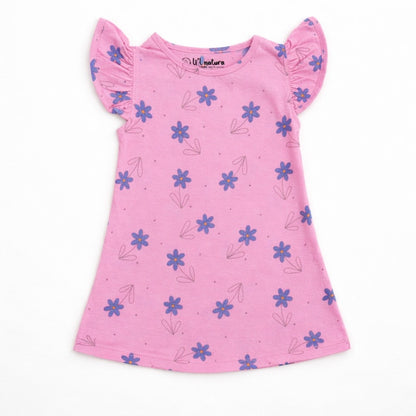 so'FRESCO - BABY FROCK - LPINK BASE + FLOWERS PRINT | LITTLE NATURA