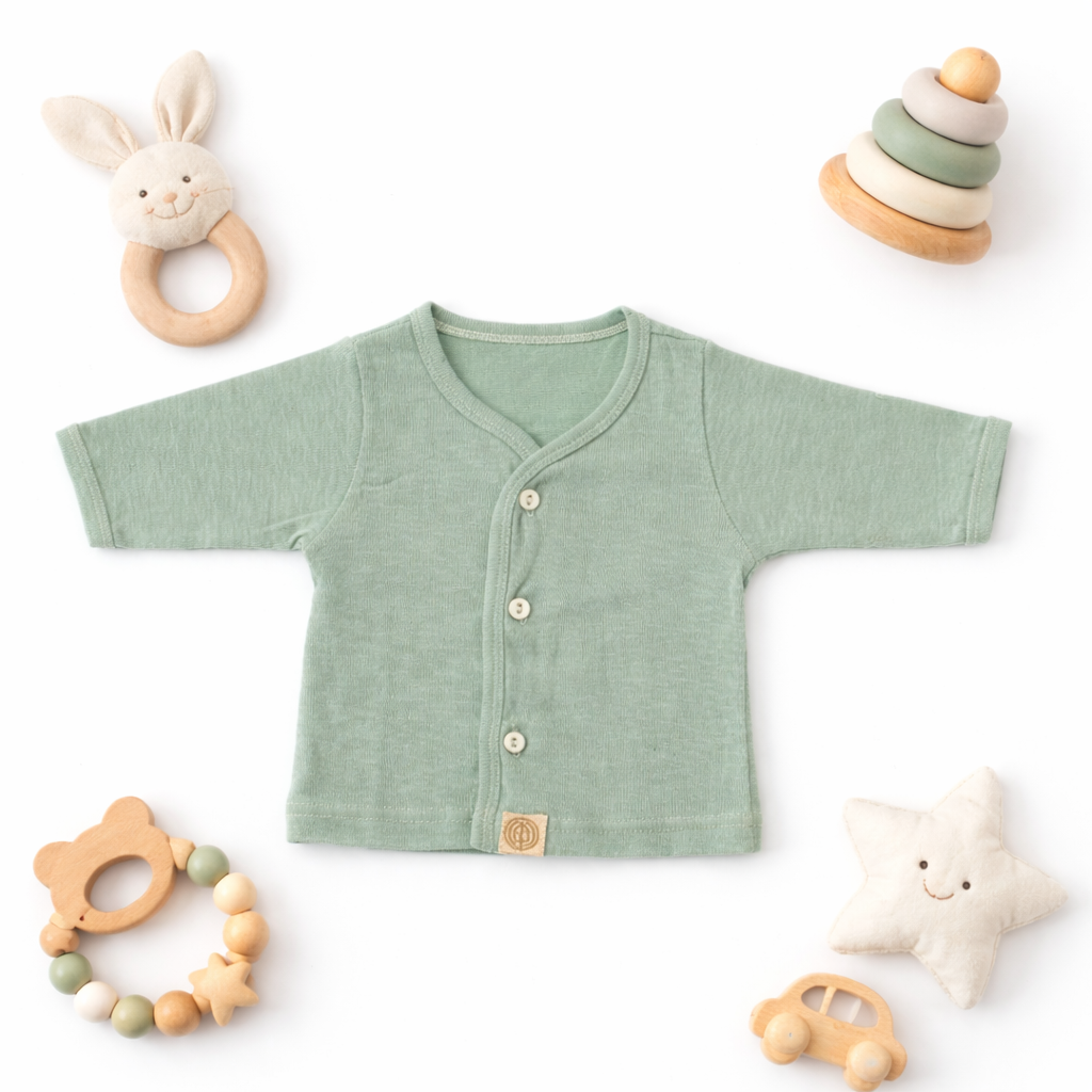 FLORA - BABY SET (SLEEVED) - ECLIPTA GREEN - UNISEX - 0-3 M | LITTLE NATURA