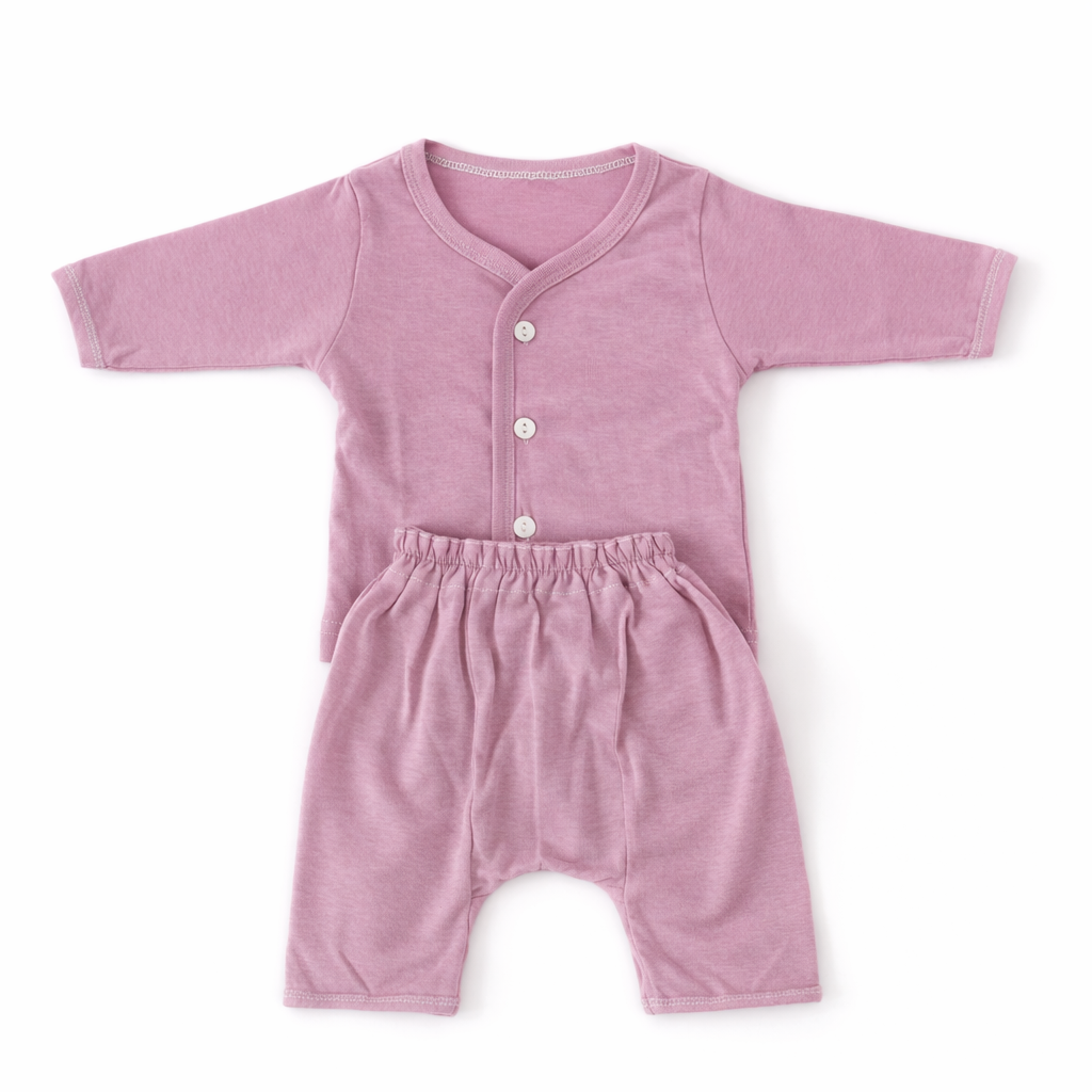 FLORA - BABY SET (SLEEVED) - LILY PINK - UNISEX - 0-3 M | LITTLE NATURA
