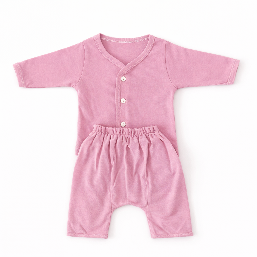 FLORA - BABY SET (SLEEVED) - MUSA PURPLE - UNISEX - 0-3 M | LITTLE NATURA