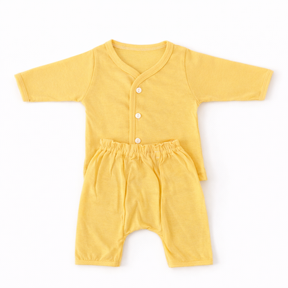 FLORA - BABY SET (SLEEVED) - TECOMA YELLOW - UNISEX - 0-3 M | LITTLE NATURA