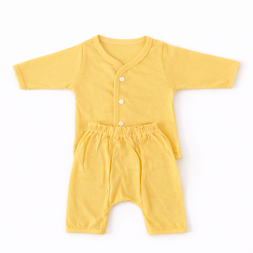 FLORA - BABY SET (SLEEVED) - TECOMA YELLOW - UNISEX - 0-3 M | LITTLE NATURA