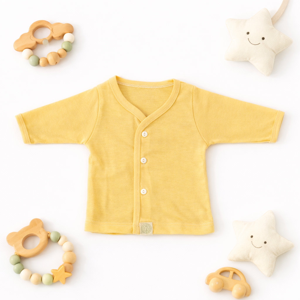 FLORA - BABY SET (SLEEVED) - TECOMA YELLOW - UNISEX - 0-3 M | LITTLE NATURA