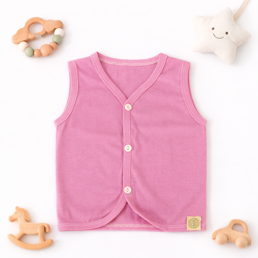 FLORA - BABY SET (SLEEVELESS) - LILY PINK - UNISEX - 0-3 M | LITTLE NATURA