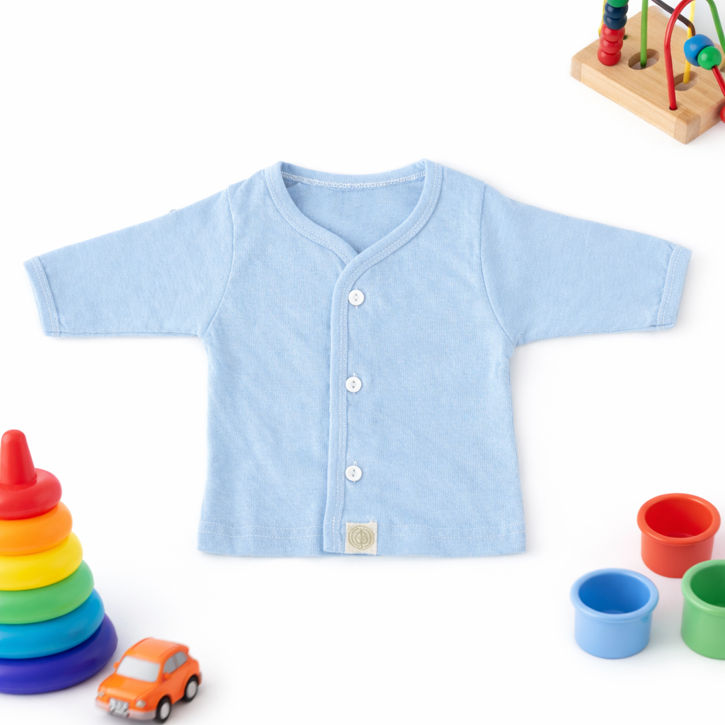 FLORA - BABY SET (SLEEVED) - CLITORIA BLUE - UNISEX - 0-3 M | LITTLE NATURA