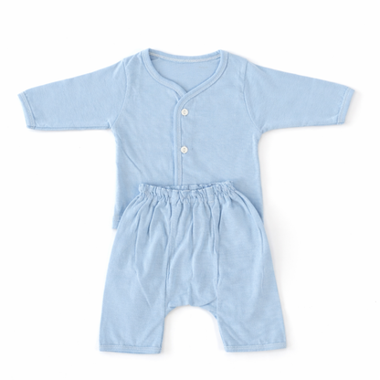 FLORA - BABY SET (SLEEVED) - CLITORIA BLUE - UNISEX - 0-3 M | LITTLE NATURA