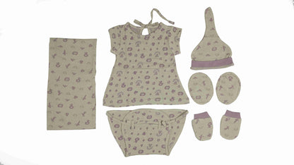 ORIGAMI - GIFT SET (BABY FROCK) - GREEN + PURPLE - GIRL - 0-3 M | LITTLE NATURA