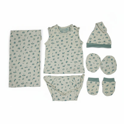 ORIGAMI - GIFT SET (SHL. BUTTON) - YELLOW + GREEN - UNISEX - 0-3 M