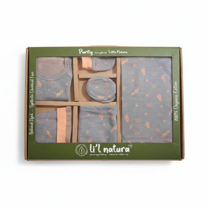 ORIGAMI - GIFT SET (SHL. LACE) - GREY + ORANGE - UNISEX - 0-3 M