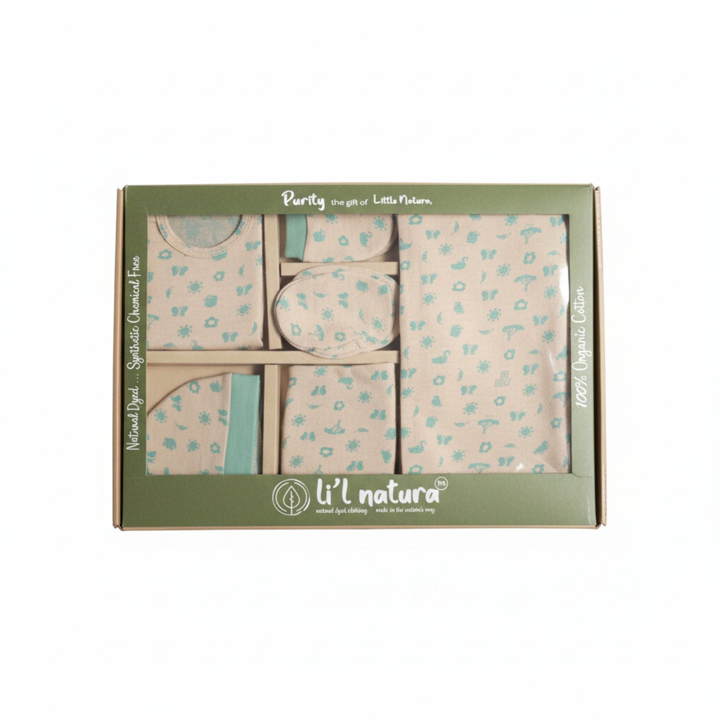 ORIGAMI - GIFT SET (SHL. BUTTON) - ORANGE + GREEN - UNISEX - 0-3 M | LITTLE NATURA
