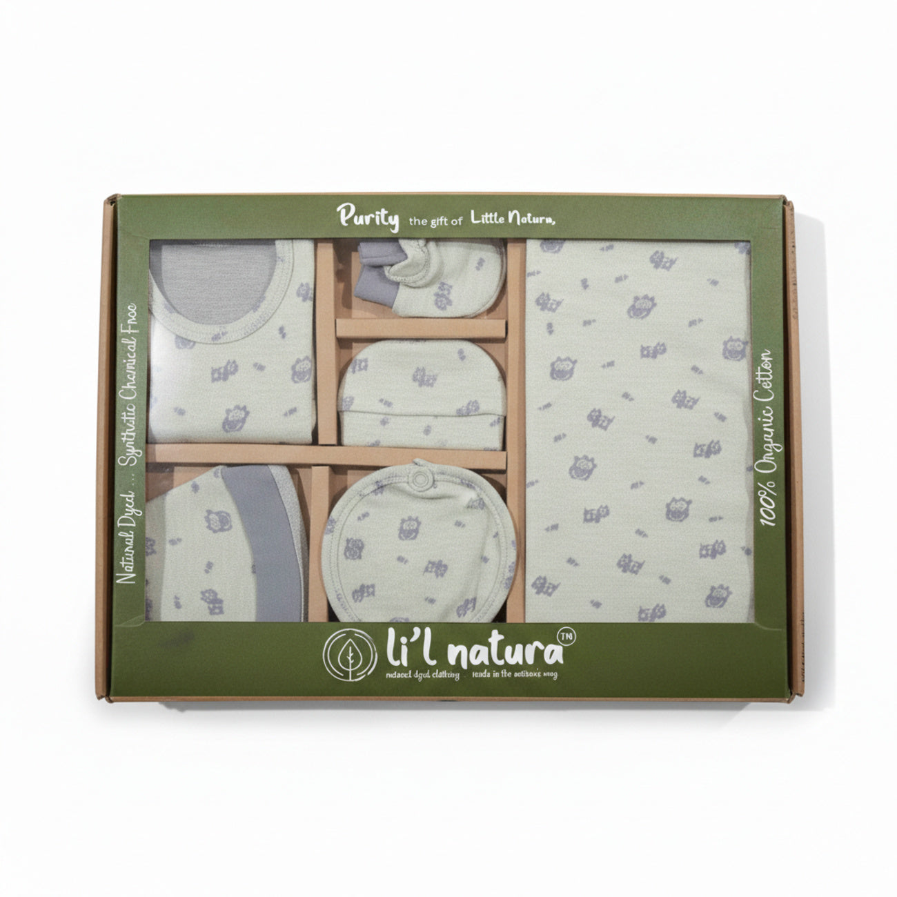 ORIGAMI - GIFT SET (SHL. LACE) - GREEN + LILAC - UNISEX - 0-3 M | LITTLE NATURA