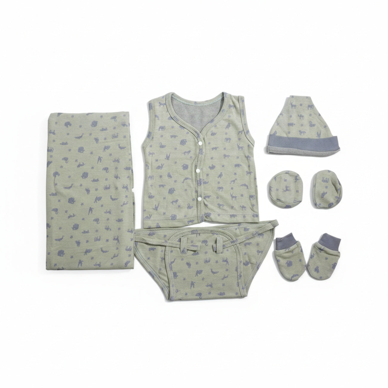 ORIGAMI - GIFT SET (FRONT OPEN) - GREEN + GREY - UNISEX - 0-3 M