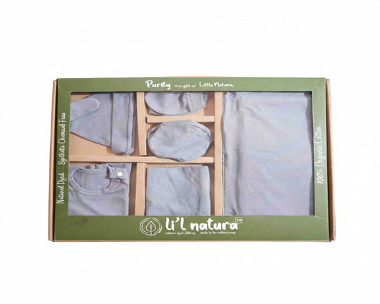 NATURE's 12 - GIFT SET (SHL. BUTTON) - CHARCOAL GREY - UNISEX - 0-3 M | LITTLE NATURA