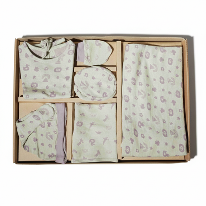 ORIGAMI - GIFT SET (BABY FROCK) - YELLOW + PURPLE - GIRL - 0-3 M | LITTLE NATURA