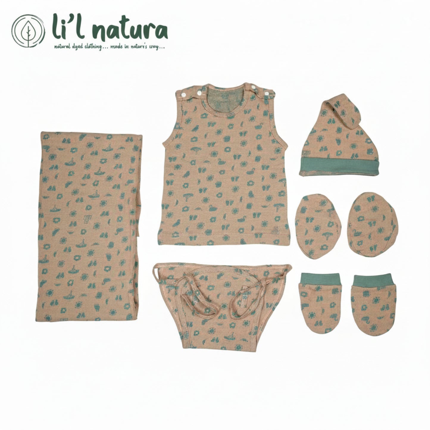 ORIGAMI - GIFT SET (SHL. BUTTON) - ORANGE + GREEN - UNISEX - 0-3 M | LITTLE NATURA