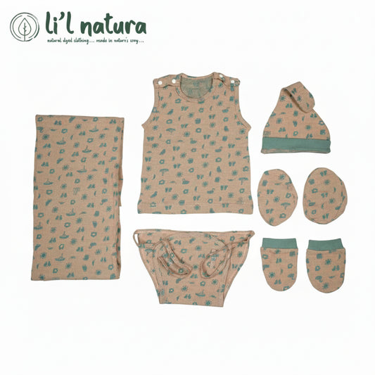 ORIGAMI - GIFT SET (SHL. BUTTON) - ORANGE + GREEN - UNISEX - 0-3 M | LITTLE NATURA