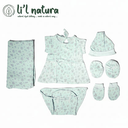 ORIGAMI - GIFT SET (BABY FROCK) - BLUE + PURPLE - GIRL - 0-3 M | LITTLE NATURA
