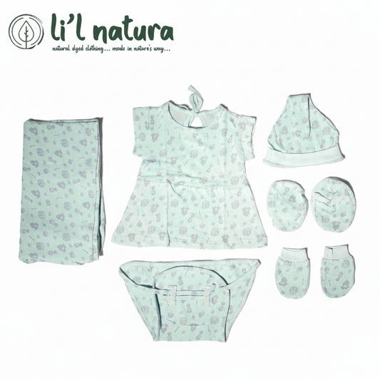 ORIGAMI - GIFT SET (BABY FROCK) - BLUE + PURPLE - GIRL - 0-3 M | LITTLE NATURA