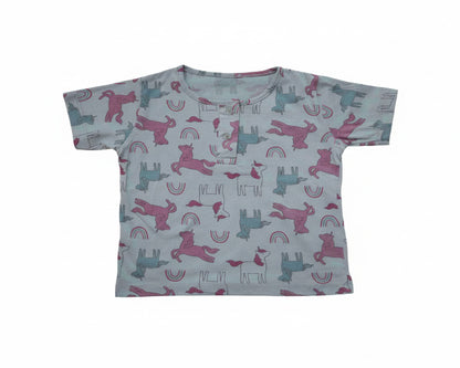 so'FRESCO - BABY SET (HALF SLV FRONT OPEN) - BLUE BASE + UNICORN PRINT | LITTLE NATURA