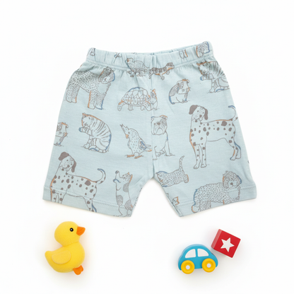 so'FRESCO - BABY SET (HALF SLV FRONT OPEN) - BLUE BASE + ANIMAL PRINT | LITTLE NATURA