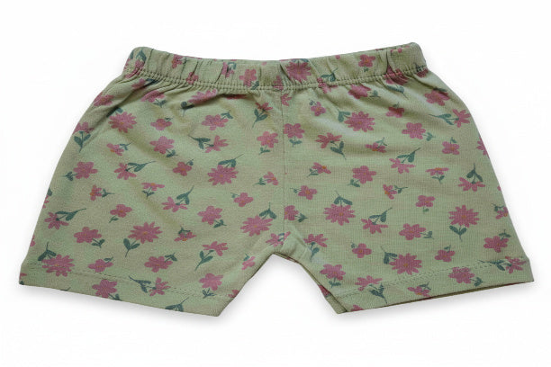 so'FRESCO - BABY SET (HALF SLV FRONT OPEN) - GREEN BASE + DAHLIA PRINT - UNISEX - 0-3 M | LITTLE NATURA
