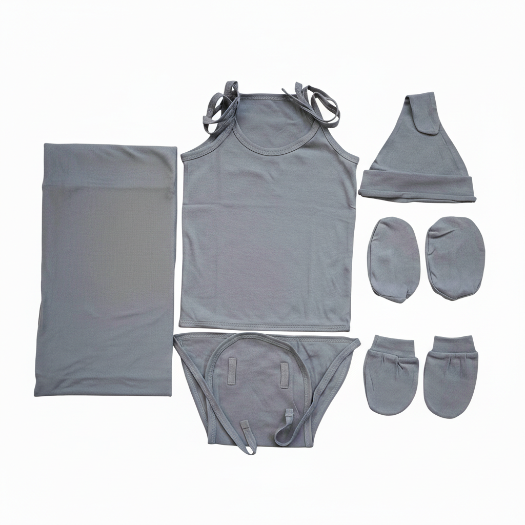 NATURE's 12 - GIFT SET (SHL. LACE) - CHARCOAL GREY - UNISEX - 0-3 M | LITTLE NATURA
