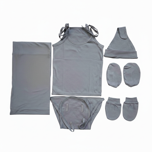 NATURE's 12 - GIFT SET (SHL. LACE) - CHARCOAL GREY - UNISEX - 0-3 M | LITTLE NATURA