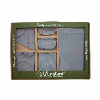 NATURE's 12 - GIFT SET (SHL. LACE) - CHARCOAL GREY - UNISEX - 0-3 M | LITTLE NATURA