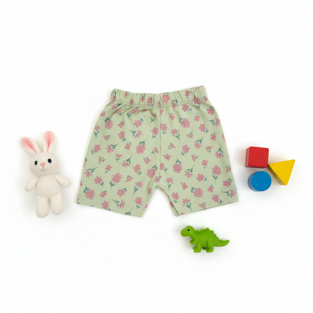 so'FRESCO - BABY SET (HALF SLV FRONT OPEN) - GREEN BASE + BIRDS  FLOWERS PRINT | LITTLE NATURA